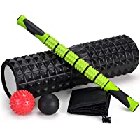 Odoland Foam Roller Kit con Rejilla de Liberación Miofascial- 5-en-1 Kit de Rodillo Masaje Muscular con Rodillos de…